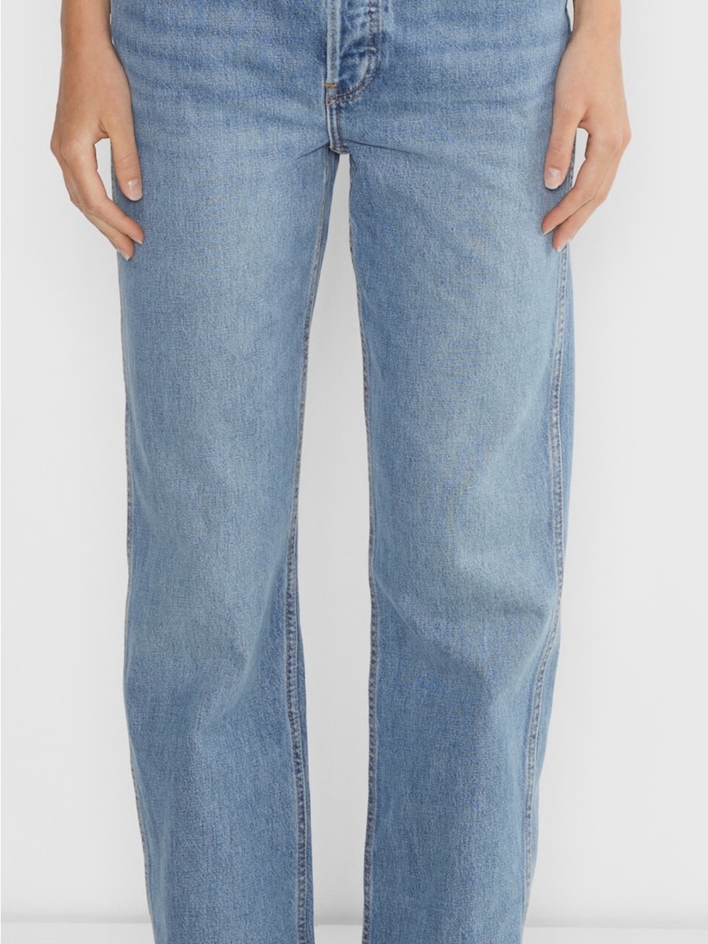 Re/Done Straight-Leg 90’s High Rise Loose Jeans in Worn Blue Wash